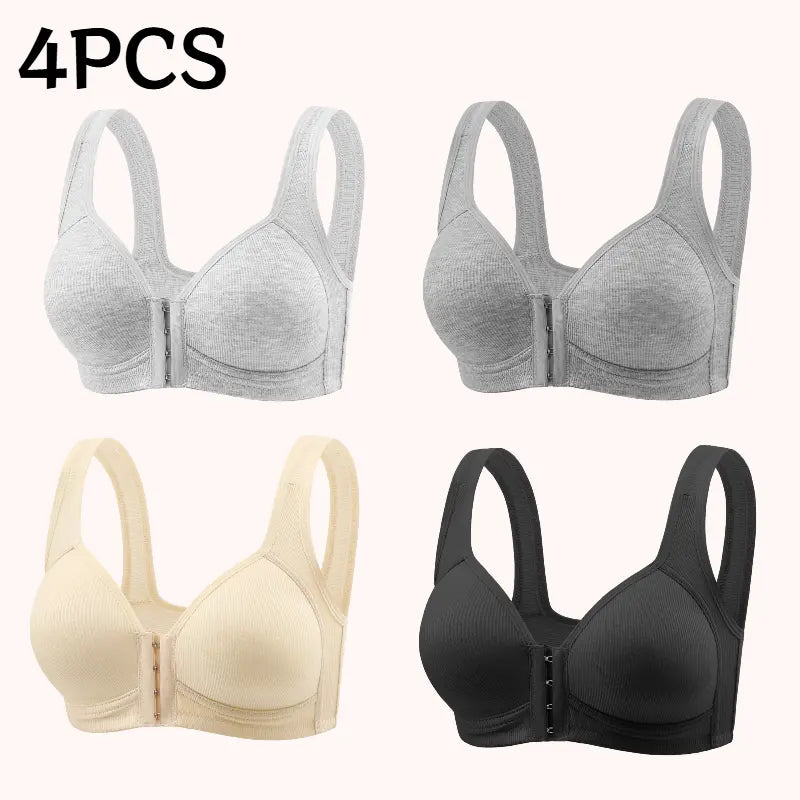 J 2/3/4PCS/ Adjustable Front Closure Push-Up Bra Wire-Free Cross-Back