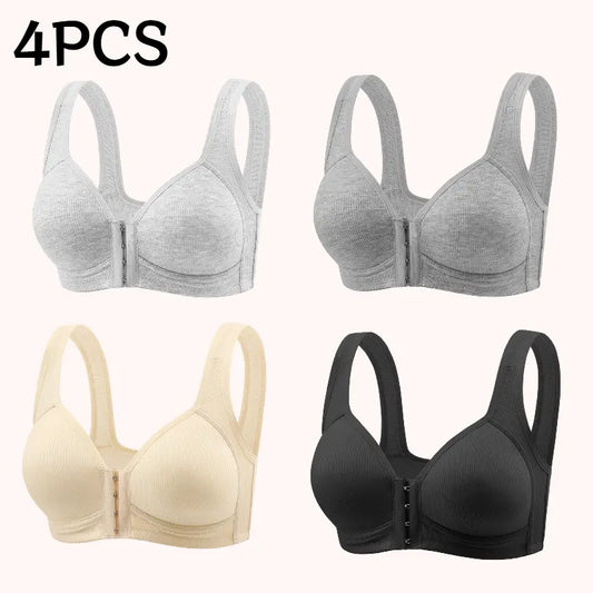 J 2/3/4PCS/ Adjustable Front Closure Push-Up Bra Wire-Free Cross-Back