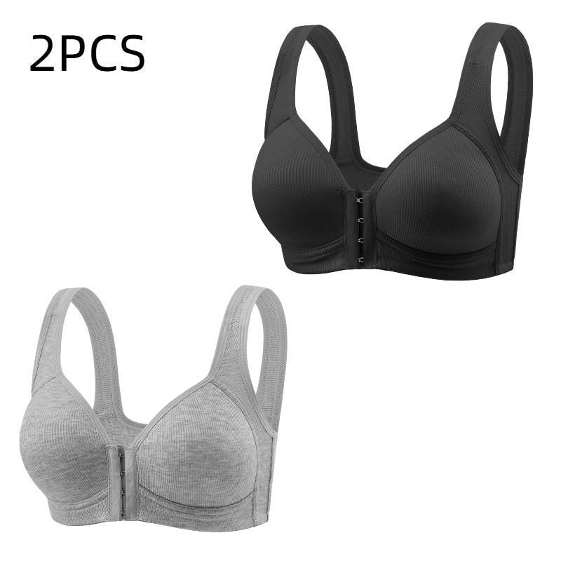 J 2/3/4PCS/ Adjustable Front Closure Push-Up Bra Wire-Free Cross-Back