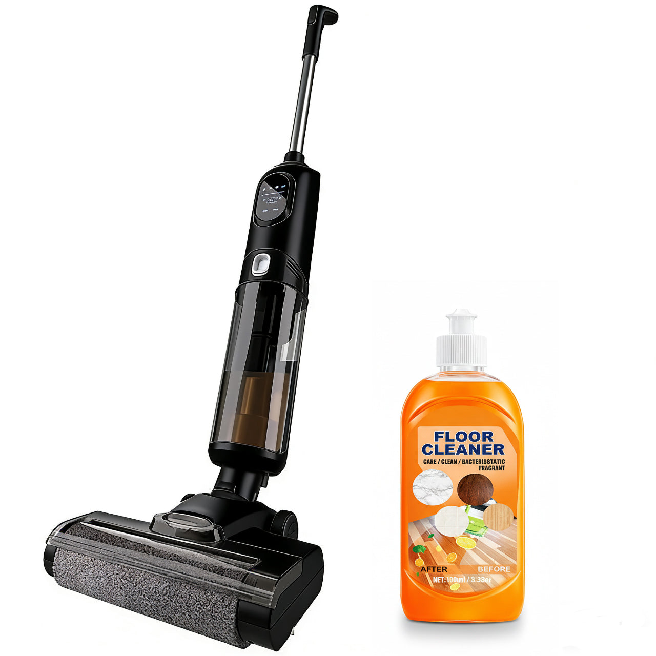 Nass- und Trockenstaubsauger Selbstreinigend Kabellos Bodenreiniger Leichter Mopp für Hartböden Tierhaare Essensreste Rundum-Reinigung ohne Auslass