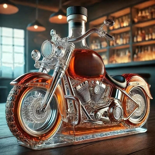 Whiskykaraf in de vorm van een motorfiets
