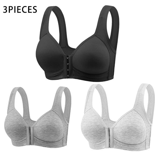 J 2/3/4PCS/ Adjustable Front Closure Push-Up Bra Wire-Free Cross-Back