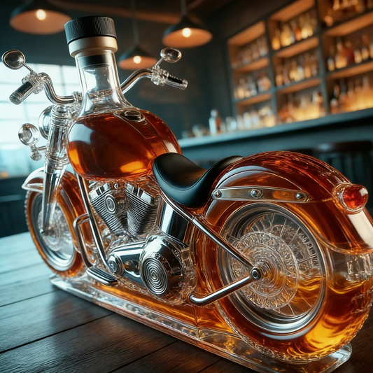 Whiskykaraf in de vorm van een motorfiets